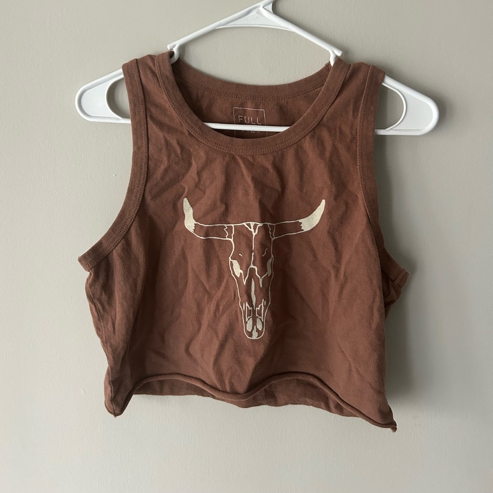 Full Tilt Chocolate Brown bull Tank Top
